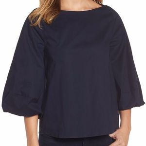 NWT Navy Blue Puffy Blouson Bell Sleeve Top! *